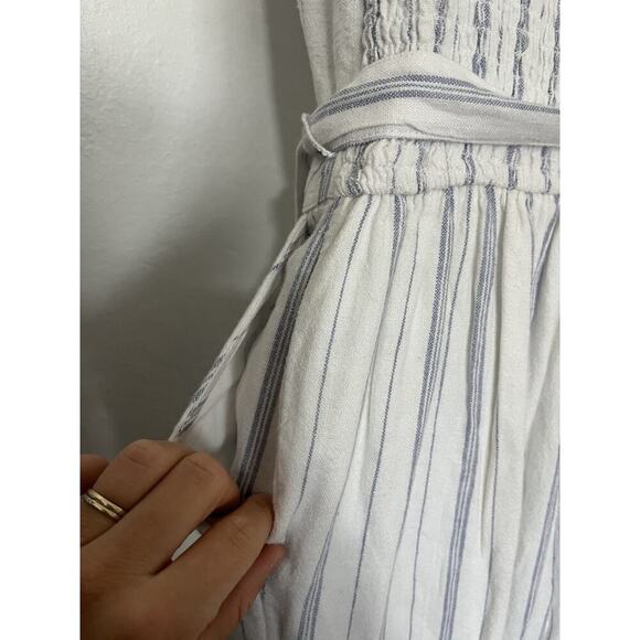 Abercrombie & Fitch Womens Stripe Linen Blend Belted Romper Size S White NWT - Picture 5 of 8